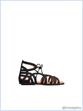 Women's Flat Gladiator Sandals Lace Up Leather Memory Foam Casual